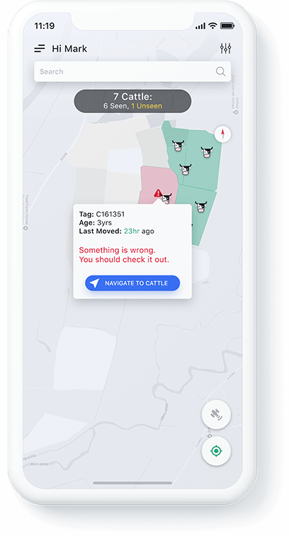 Cattle Tracking Navigation Screenshot