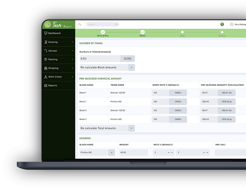 Farm Management & Operation Tracking Software Dashboard Screenshot