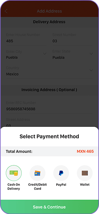 EAT CENTRAL Payment Method Screenshot